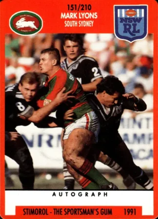 1991 Stimorol Common Card - Base 151 Mark Lyons South Sydney Rabbitohs