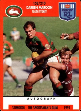 1991 Stimorol Common Card - Base 152 Darren Maroon South Sydney Rabbitohs