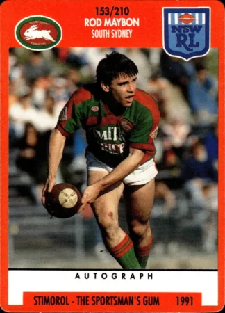 1991 Stimorol Common Card - Base 153 Rod Maybon South Sydney Rabbitohs