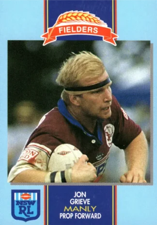1993 Fielders Bread NSWRL Cards - 090 Jon Grieve Manly Sea Eagles