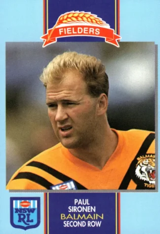 1993 Fielders Bread NSWRL Cards - 178 Paul Sironen Balmain Tigers