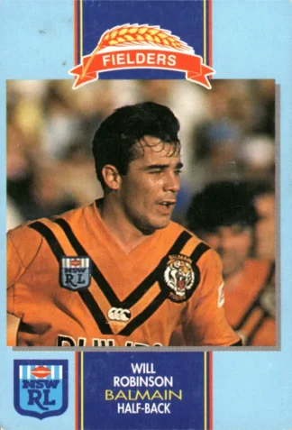 1993 Fielders Bread NSWRL Cards - 190 Will Robinson Balmain Tigers