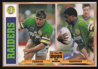 1994 Dynamic Series 1 Dynamic Duos - 09 David Furner & Noa Nadruka Canberra Raiders