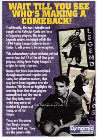 1994 Dynamic Series 1 Paper Promotional Card - P5 Legends Making A Comeback