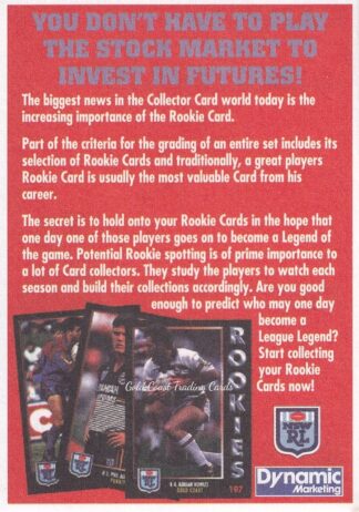1994 Dynamic Series 1 Paper Promotional Card - P3 Rookies - Invest In The Future