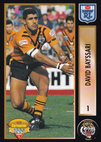 1994 Dynamic Series 1 Common Card - Base 001 David Bayssari Balmain Tigers