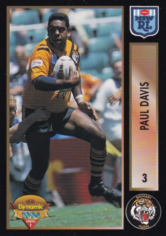 1994 Dynamic Series 1 Common Card - Base 003 Paul Davis Balmain Tigers