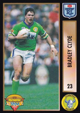 1994 Dynamic Series 1 Common Card - Base 023 Bradley Clyde Canberra Raiders