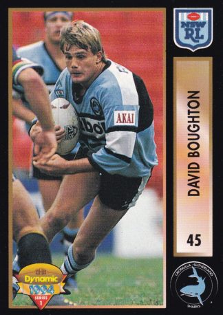 1994 Dynamic Series 1 Common Card - Base 045 David Boughton Cronulla Sharks