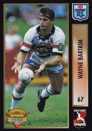 1994 Dynamic Series 1 Common Card - Base 067 Wayne Bartrim Gold Coast Seagulls
