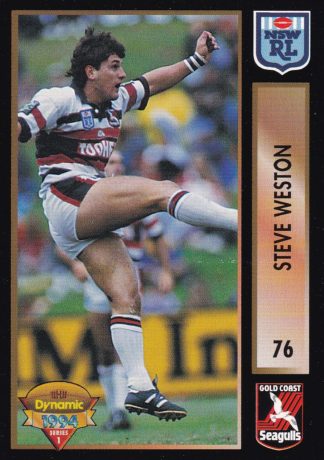 1994 Dynamic Series 1 Common Card - Base 076 Steve Weston Gold Coast Seagulls