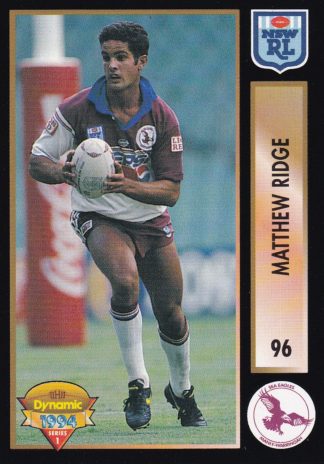1994 Dynamic Series 1 Common Card - Base 096 Matthew Ridge Manly Sea Eagles