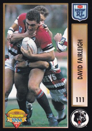 1994 Dynamic Series 1 Common Card - Base 111 David Fairleigh North Sydney Bears
