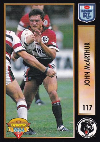 1994 Dynamic Series 1 Common Card - Base 117 John McArthur North Sydney Bears