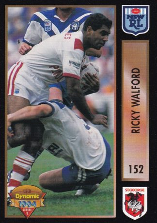 1994 Dynamic Series 1 Common Card - Base 152 Ricky Walford St George Dragons