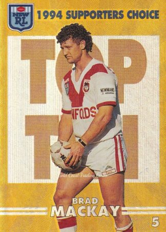 1994 Dynamic Series 2 Supporters Choice Top Ten - SC05 Brad Mackay St George Dragons