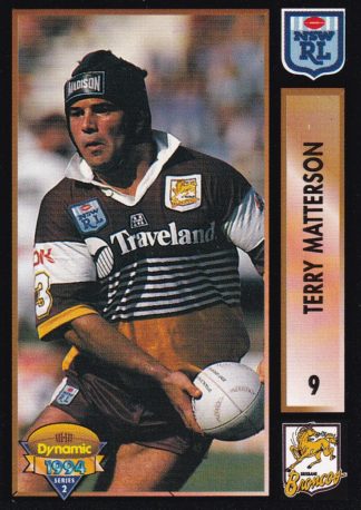 1994 Dynamic Series 2 Common Card - Base 009 Terry Matterson Brisbane Broncos
