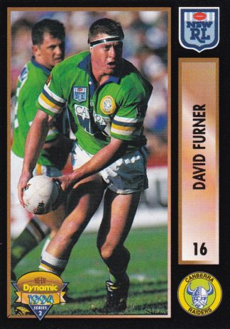 1994 Dynamic Series 2 Common Card - Base 016 David Furner Canberra Raiders