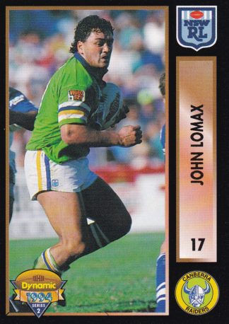 1994 Dynamic Series 2 Common Card - Base 017 John Lomax Canberra Raiders