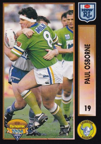 1994 Dynamic Series 2 Common Card - Base 019 Paul Osborne Canberra Raiders