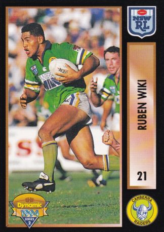 1994 Dynamic Series 2 Common Card - Base 021 Ruben Wiki Canberra Raiders