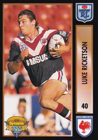 1994 Dynamic Series 2 Common Card - Base 040 Luke Ricketson Eastern Suburbs Roosters