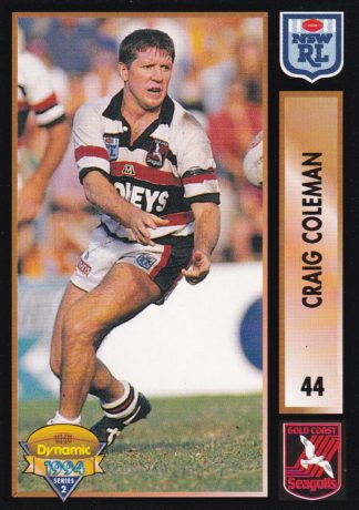 1994 Dynamic Series 2 Common Card - Base 044 Craig Coleman Gold Coast Seagulls