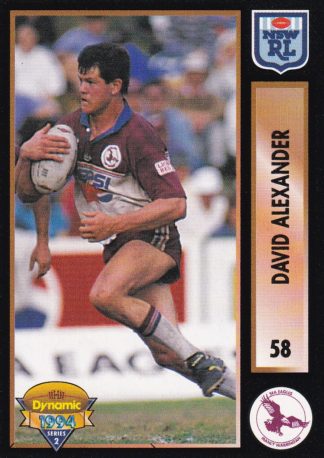 1994 Dynamic Series 2 Common Card - Base 058 David Alexander Manly Sea Eagles