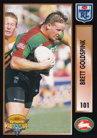 1994 Dynamic Series 2 Common Card - Base 101 Brett Goldspink South Sydney Rabbitohs