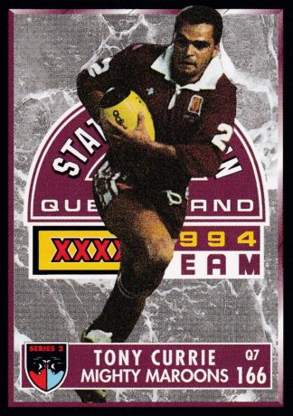 1994 Dynamic Series 2 Common Card - Base 166 Tony Currie QLD Maroons