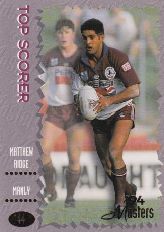 1994 Dynamic Masters Common Card - Base 044 Matthew Ridge Manly Sea Eagles