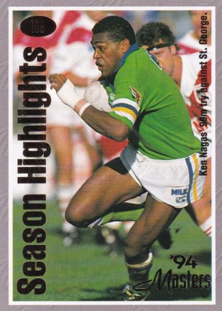 1994 Dynamic Masters Common Card - Base 106 Ken Nagas 99m Try Against Dragons