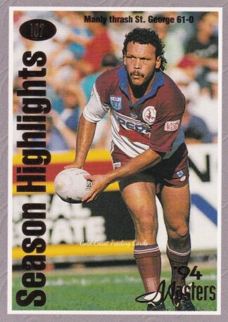 1994 Dynamic Masters Common Card - Base 107 Manly Thrash St George 61-0