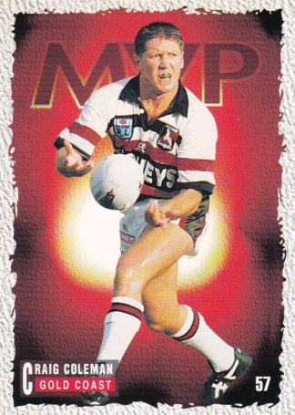 1995 Dynamic Series 1 Common Card - Base 057 Craig Coleman Gold Coast Seagulls