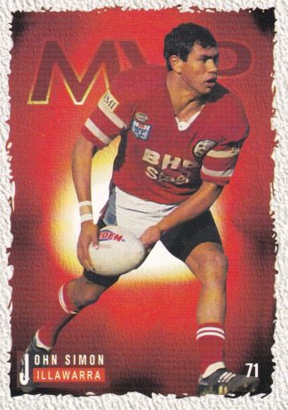 1995 Dynamic Series 1 Common Card - Base 071 John Simon Illawarra Steelers