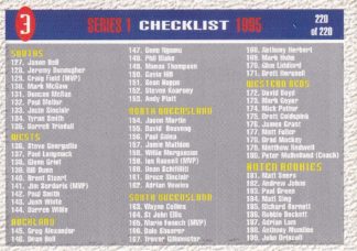 1995 Dynamic Series 1 Common Card - Base 220 Checklist 2