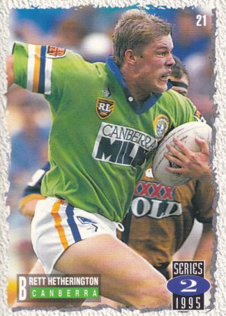 1995 Dynamic Series 2 Common Card - Base 021 Brett Hetherington Canberra Raiders