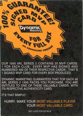 1996 Dynamic Series 2 Promotional Paper Card - MVP Signature Wrapper