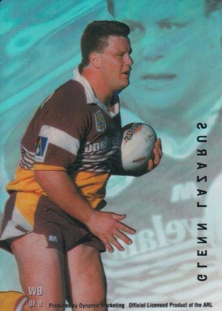 1996 Dynamic Series 3 Acetate Cel Card - W9 Glenn Lazarus Brisbane Broncos