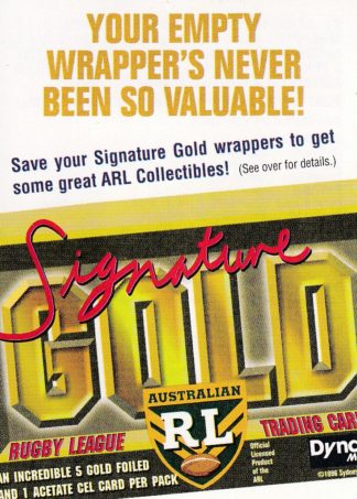 1996 Dynamic Series 3 Signature Gold Promotional Empty Wrapper