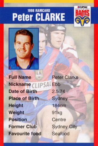 1998 Adelaide Rams Clipsal Set - Base 03 Peter Clark