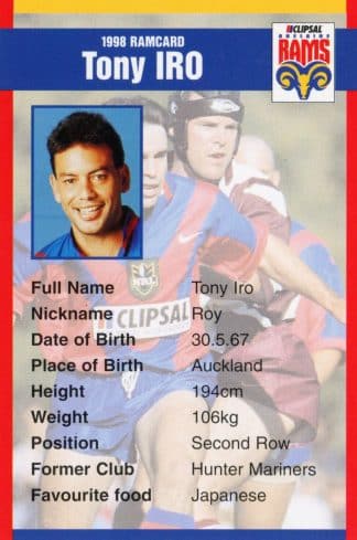 1998 Adelaide Rams Clipsal Set - Base 11 Tony Iro