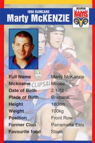 1998 Adelaide Rams Clipsal Set - Base 17 Martin McKenzie