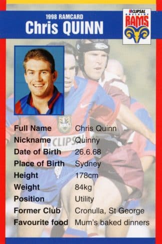 1998 Adelaide Rams Clipsal Set - Base 21 Chris Quinn