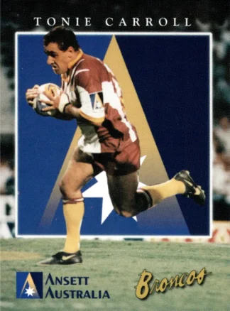 1997 Ansett Australia Brisbane Broncos Promotional Card - Card 01 Tonie Carroll