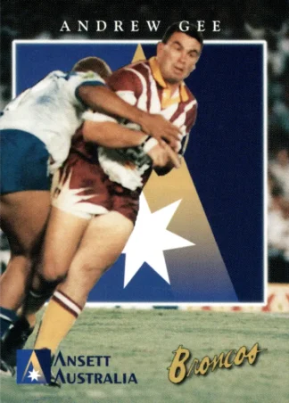 1997 Ansett Australia Brisbane Broncos Promotional Card - Card 02 Andrew Gee