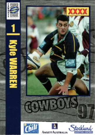 1997 Ansett Australia North QLD Cowboys Promotional Card - Card 01 Kyle Warren