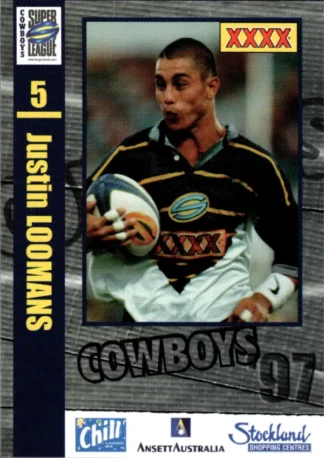 1997 Ansett Australia North QLD Cowboys Promotional Card - Card 03 Justin Loomans