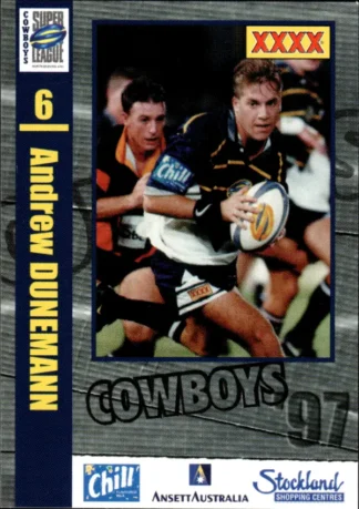 1997 Ansett Australia North QLD Cowboys Promotional Card - Card 04 Andrew Dunemann