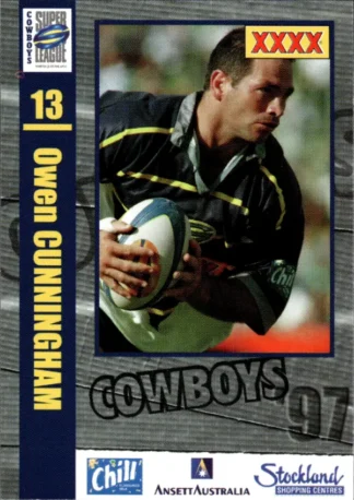1997 Ansett Australia North QLD Cowboys Promotional Card - Card 08 Owen Cunningham